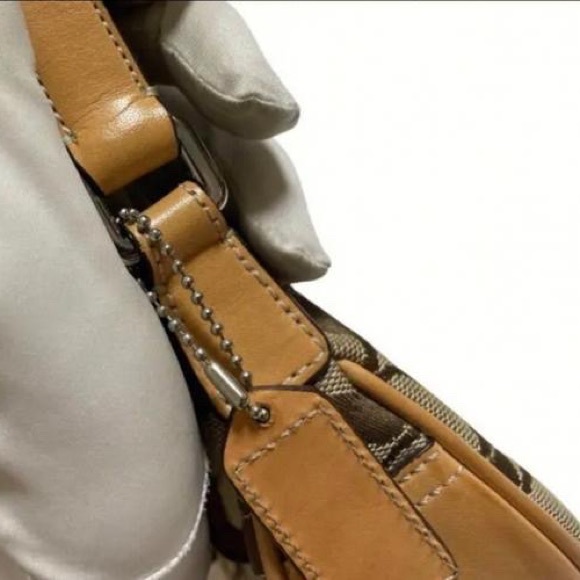 Coach Brown and Tan Signature Shoulder Bag